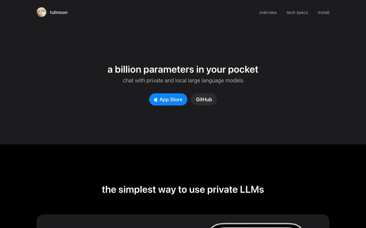 Screenshot of Fullmoon website