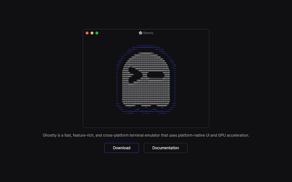 Screenshot of Ghostty website
