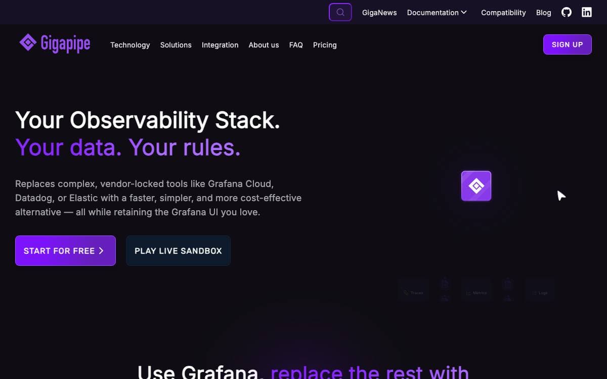 Screenshot of Gigapipe website