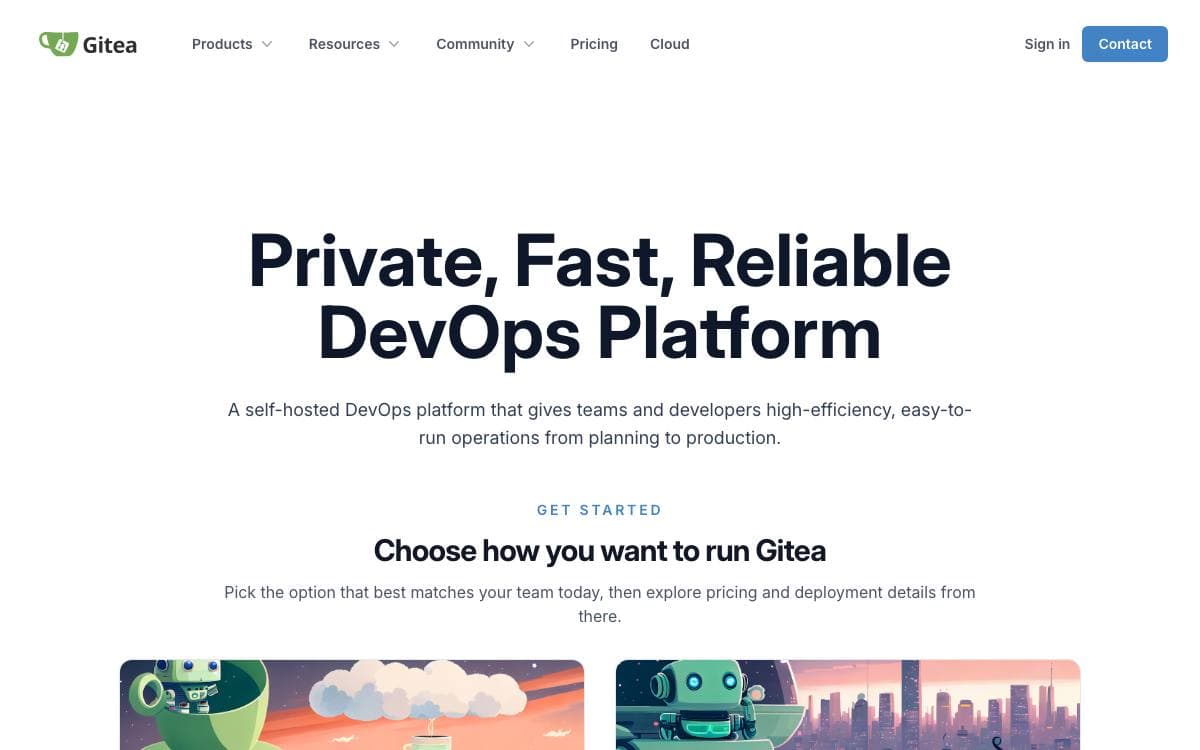 Screenshot of Gitea website