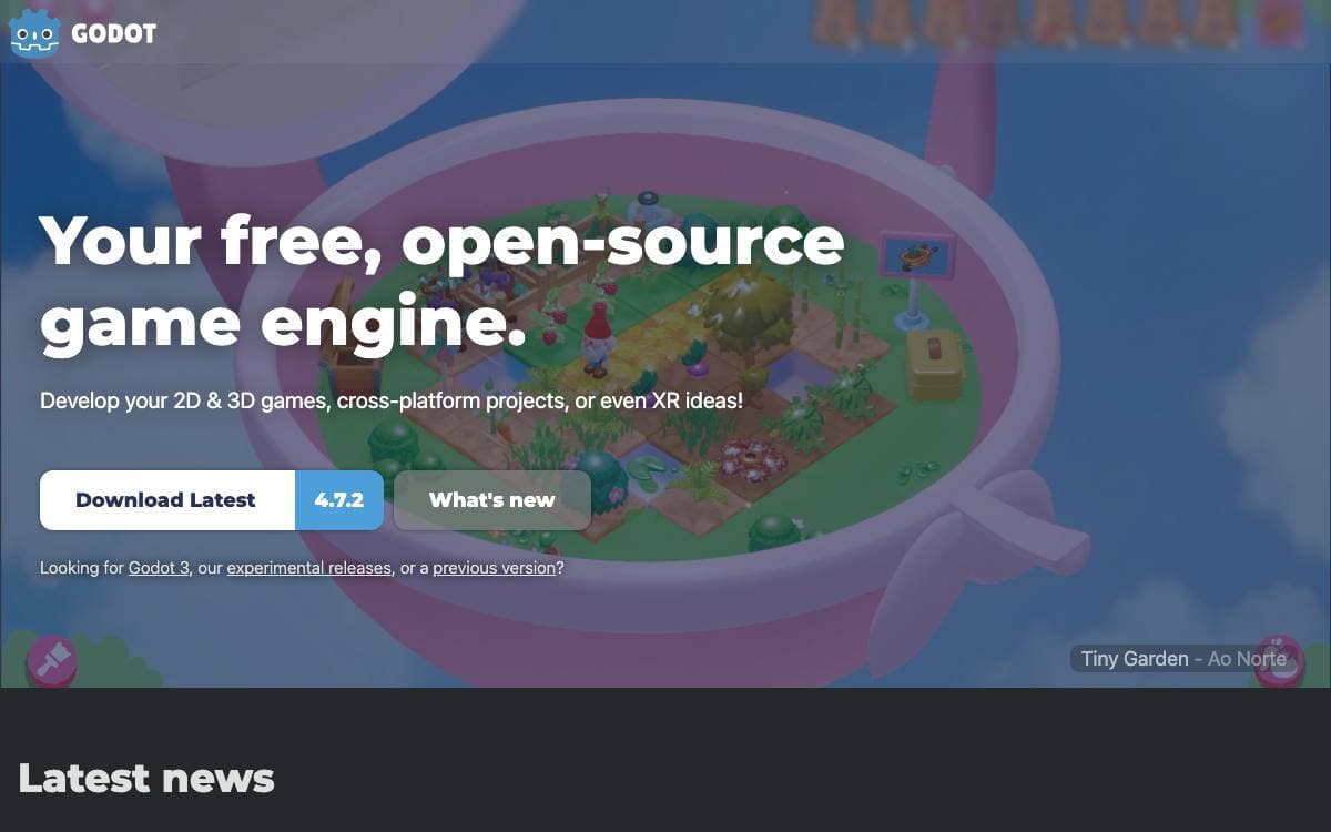 Screenshot of Godot website
