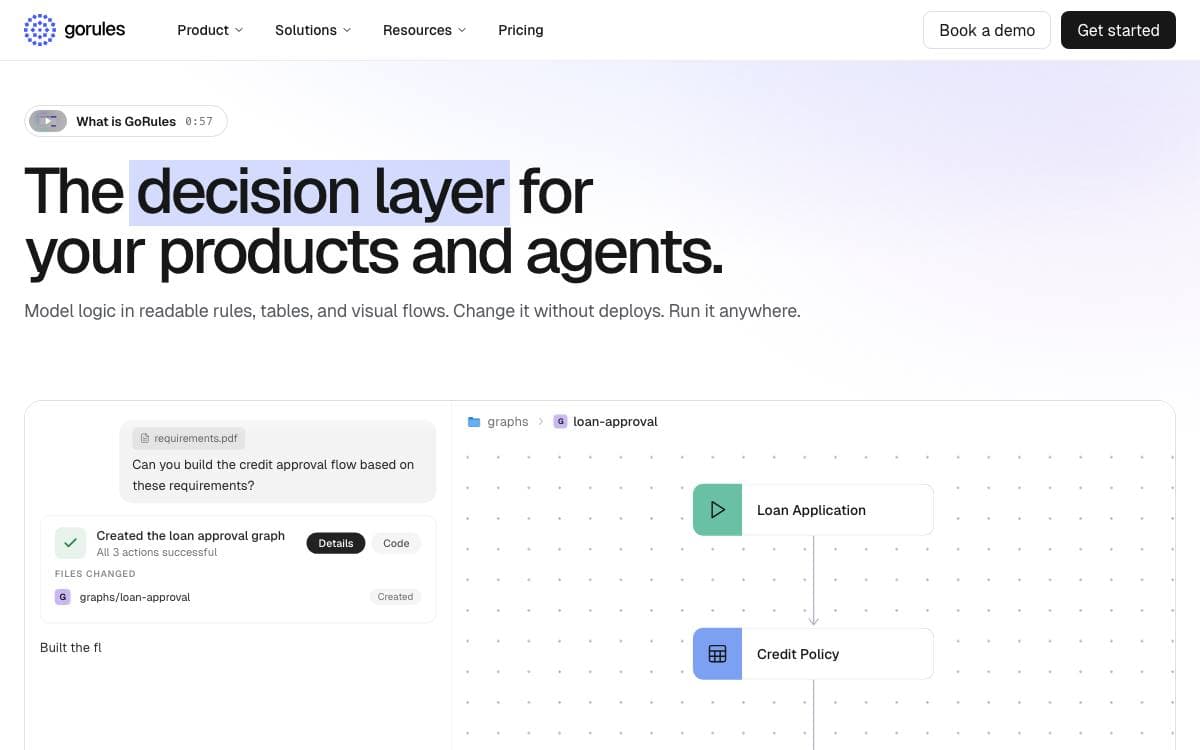 Screenshot of GoRules ZEN Engine website
