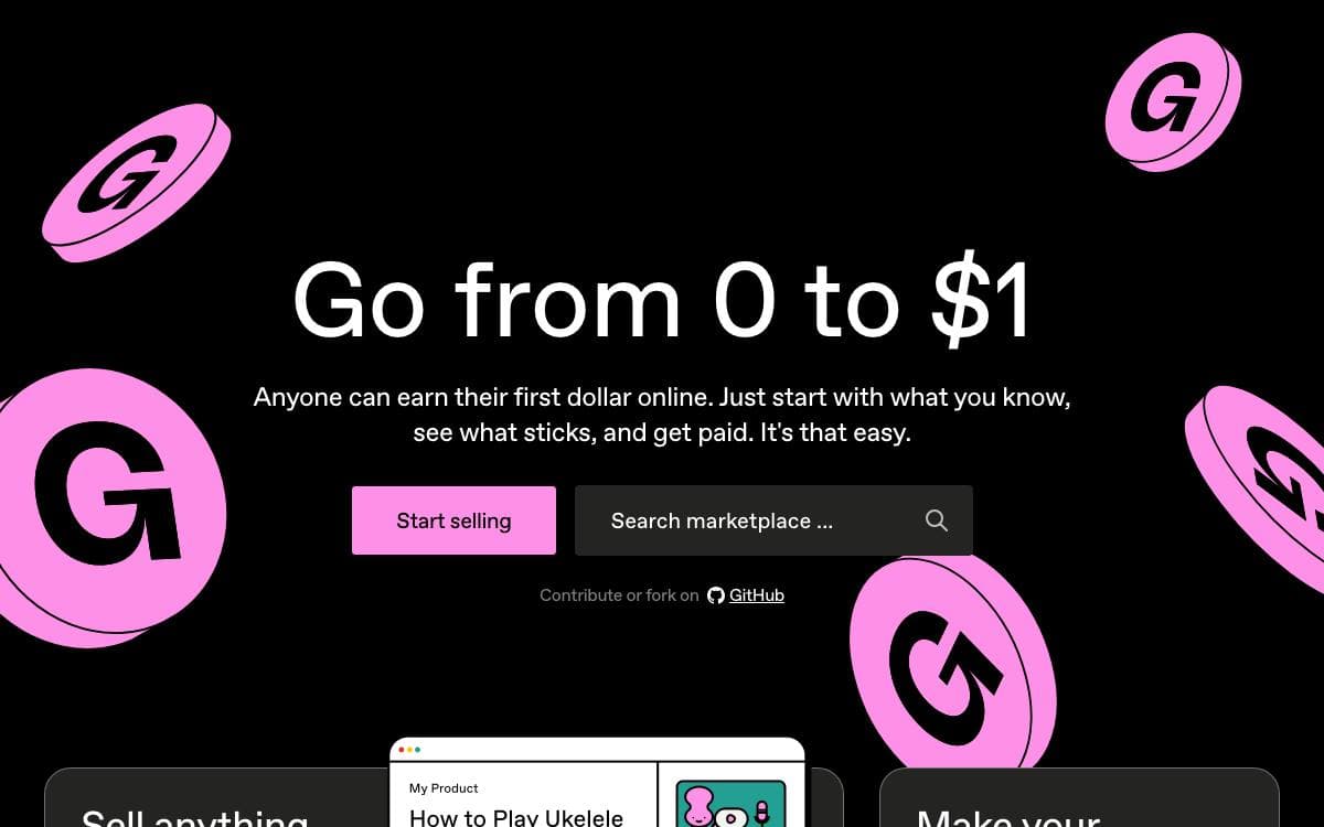 Screenshot of Gumroad website