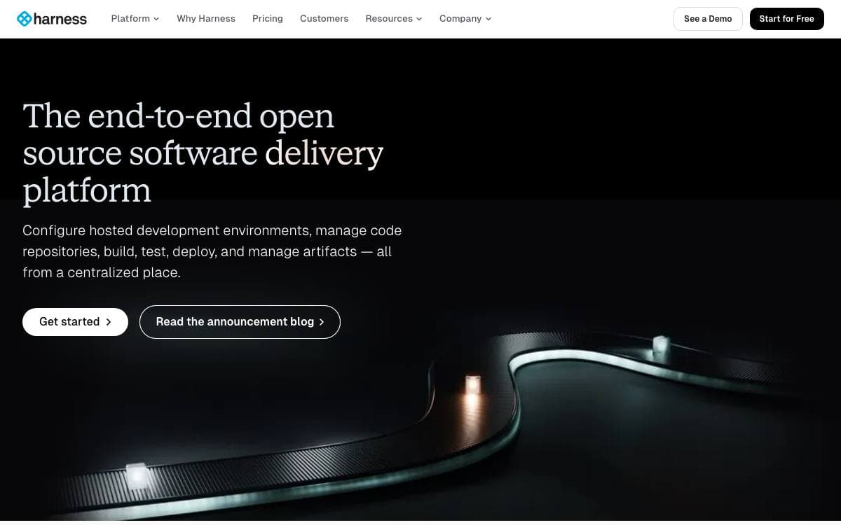 Screenshot of Harness website