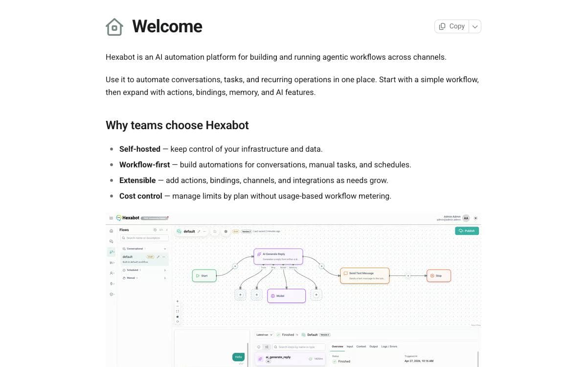 Screenshot of Hexabot website