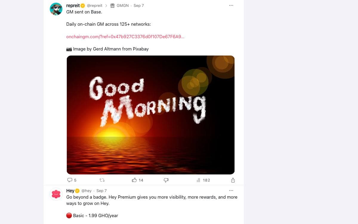 Screenshot of Hey website