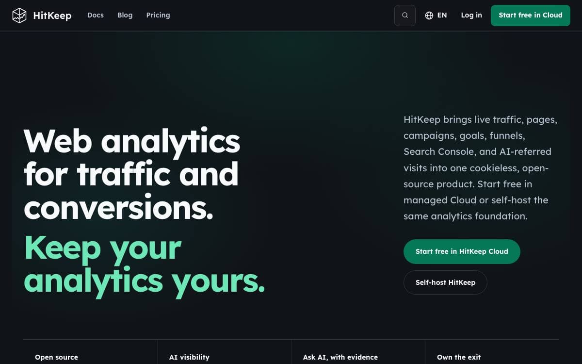 Screenshot of HitKeep website