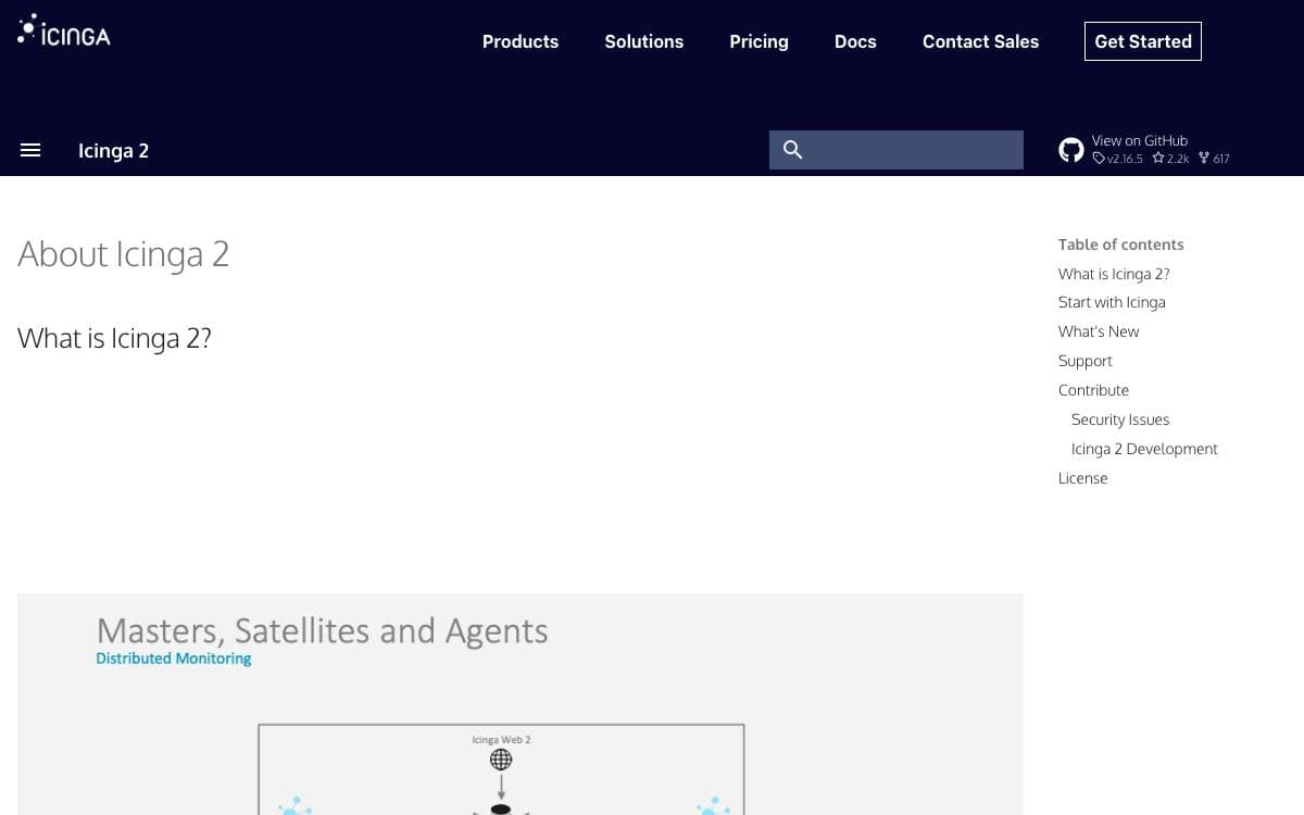 Screenshot of Icinga website