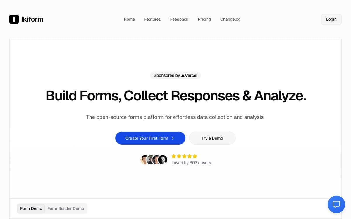 Screenshot of Ikiform website