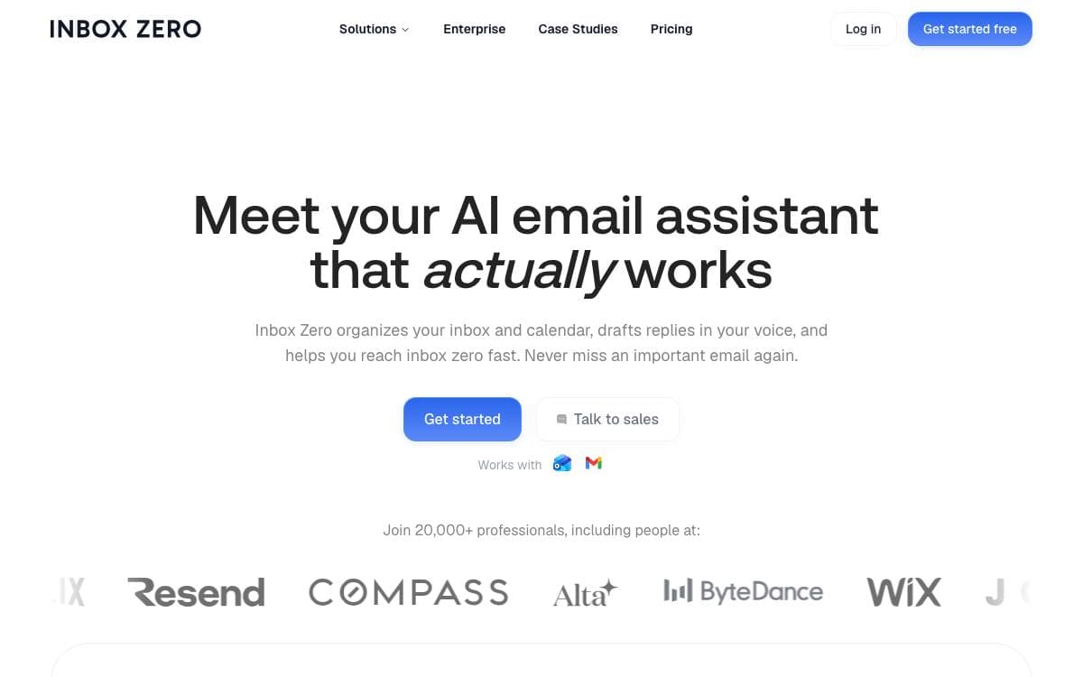 Screenshot of Inbox Zero website