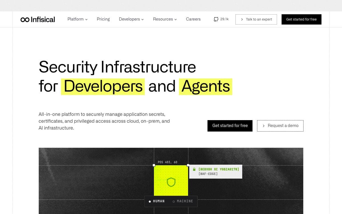 Screenshot of Infisical website
