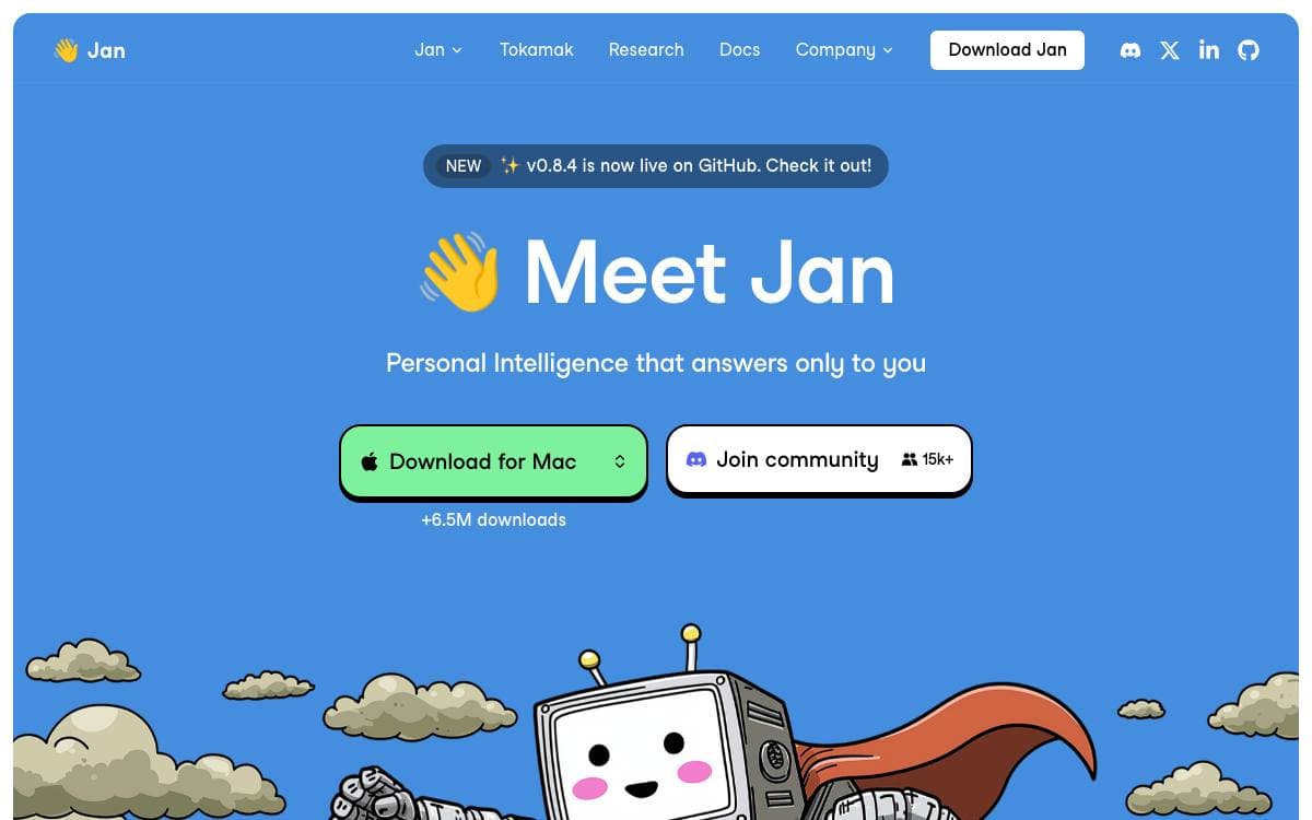 Screenshot of Jan website