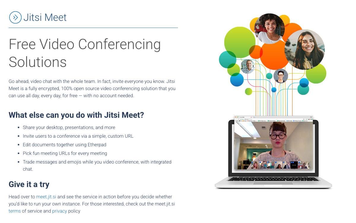 Screenshot of Jitsi website