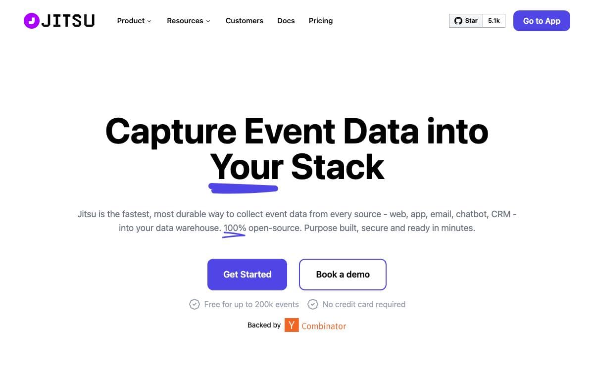 Screenshot of Jitsu website