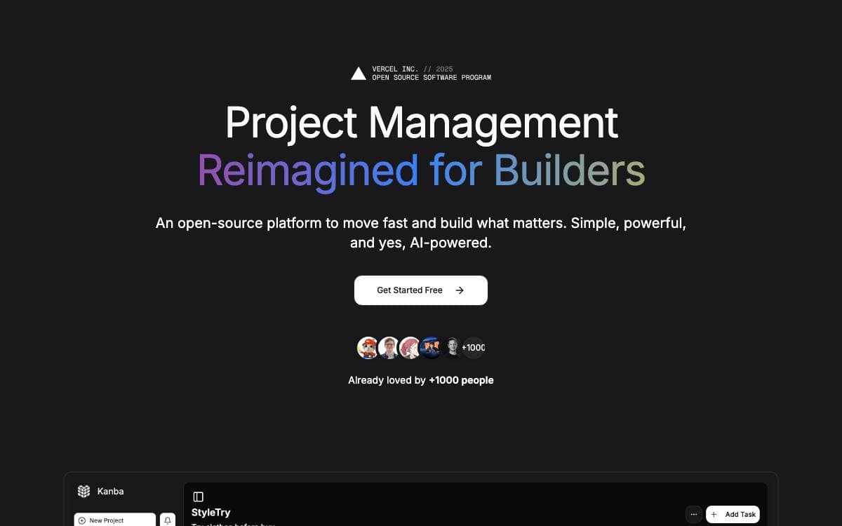 Screenshot of Kanba website