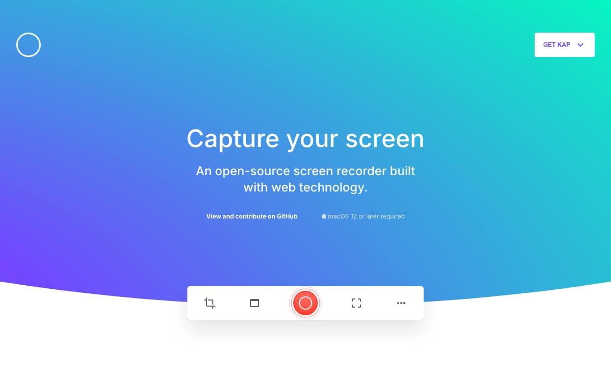 Screenshot of Kap website
