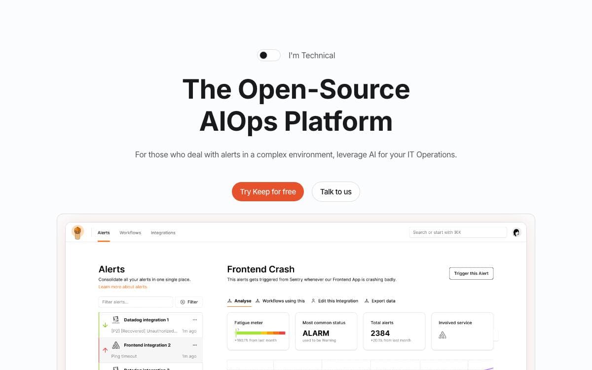 Screenshot of Keep website
