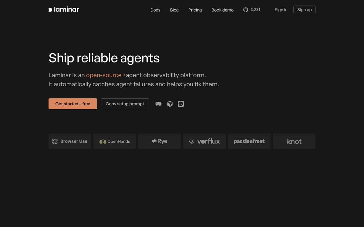Screenshot of Laminar website