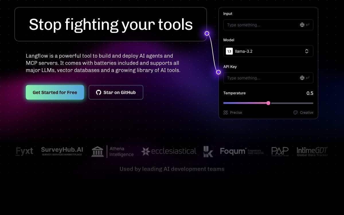 Screenshot of Langflow website