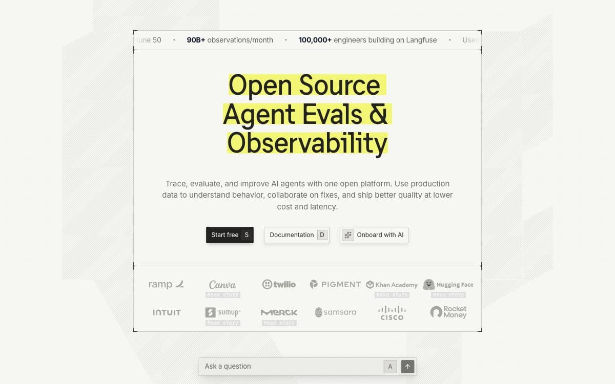 Screenshot of Langfuse website