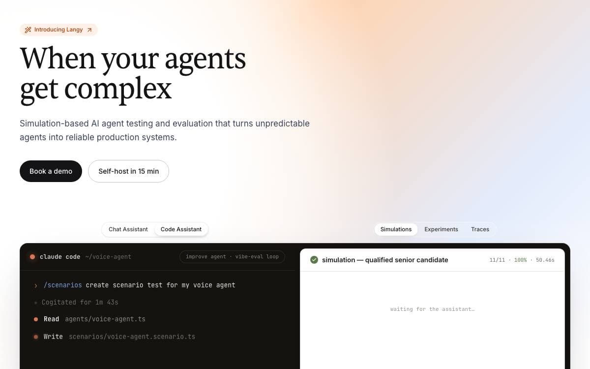 Screenshot of LangWatch website