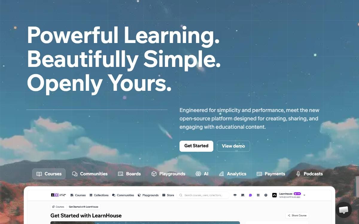 Screenshot of LearnHouse website