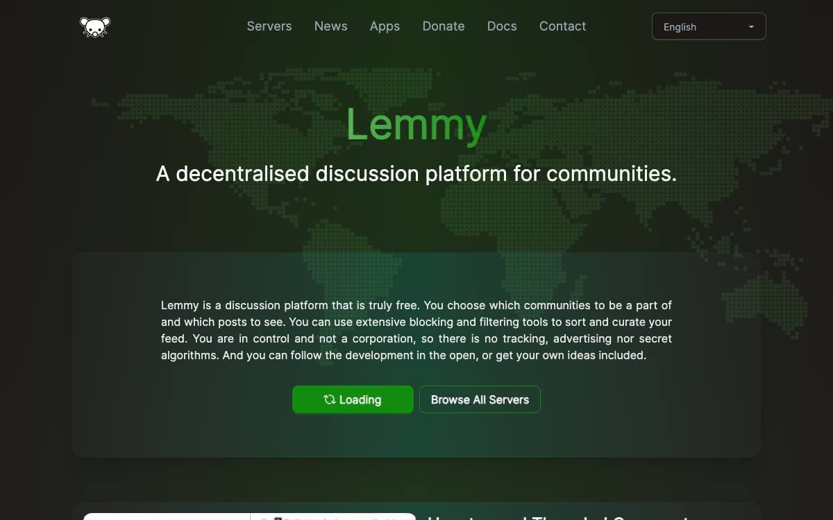 Screenshot of Lemmy website