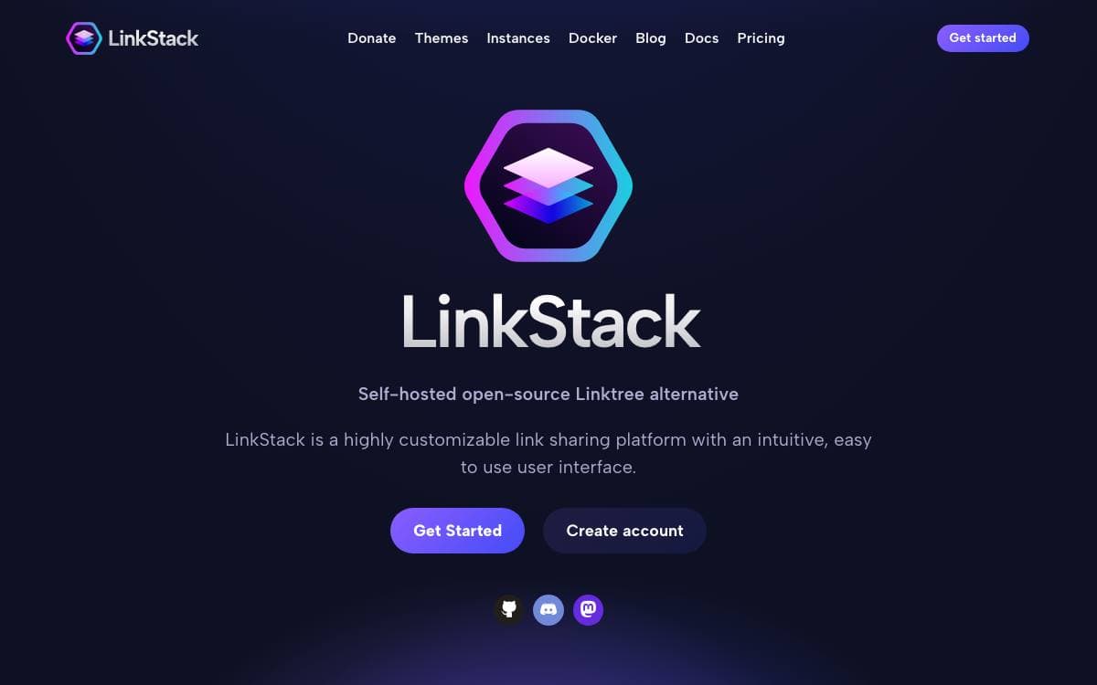 Screenshot of LinkStack website