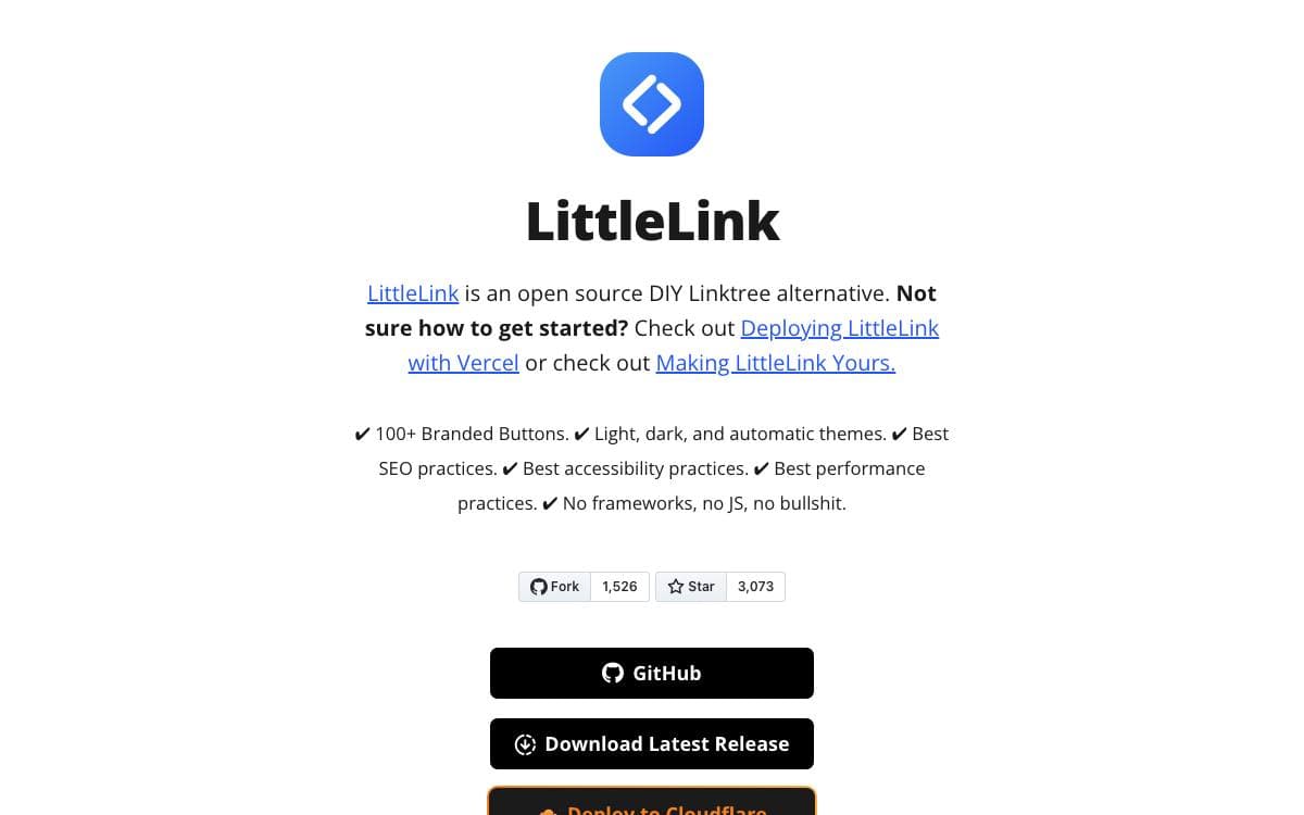 Screenshot of LittleLink website