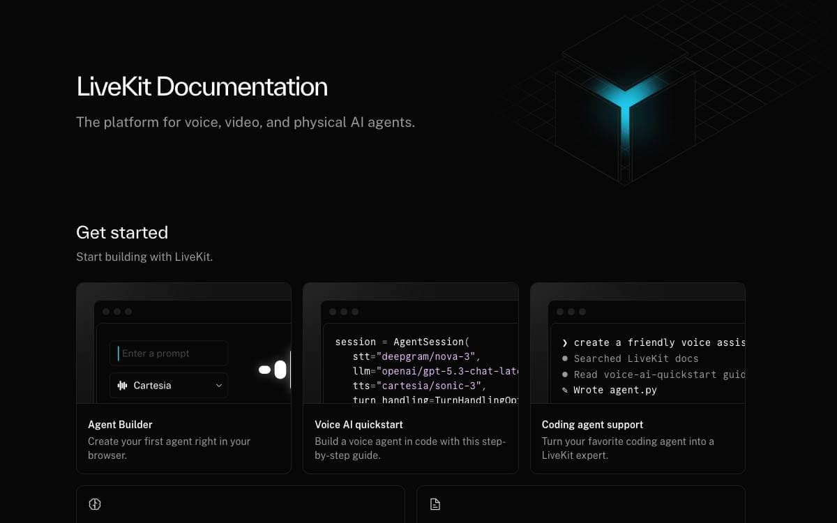 Screenshot of LiveKit website