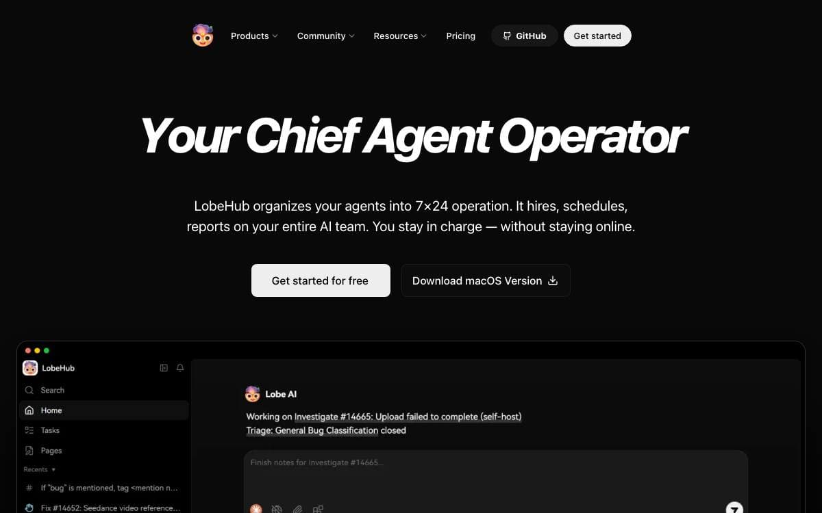 Screenshot of LobeChat website
