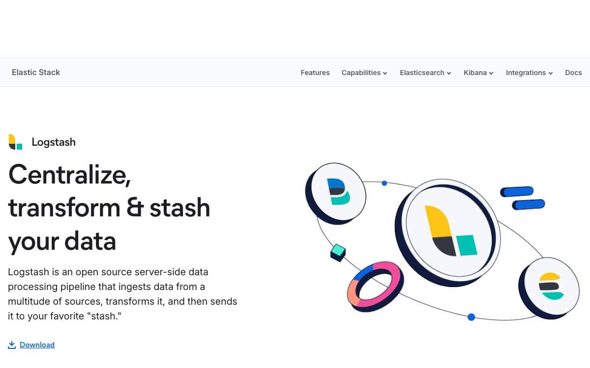 Screenshot of Logstash website