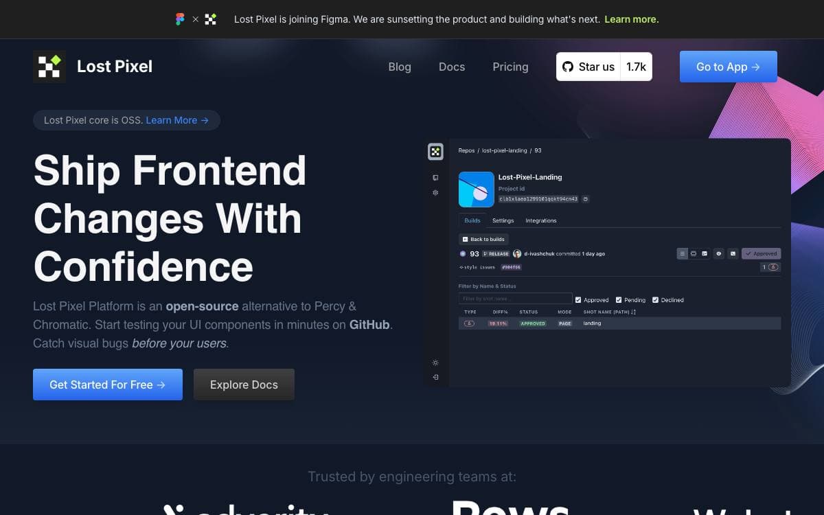 Screenshot of Lost Pixel website