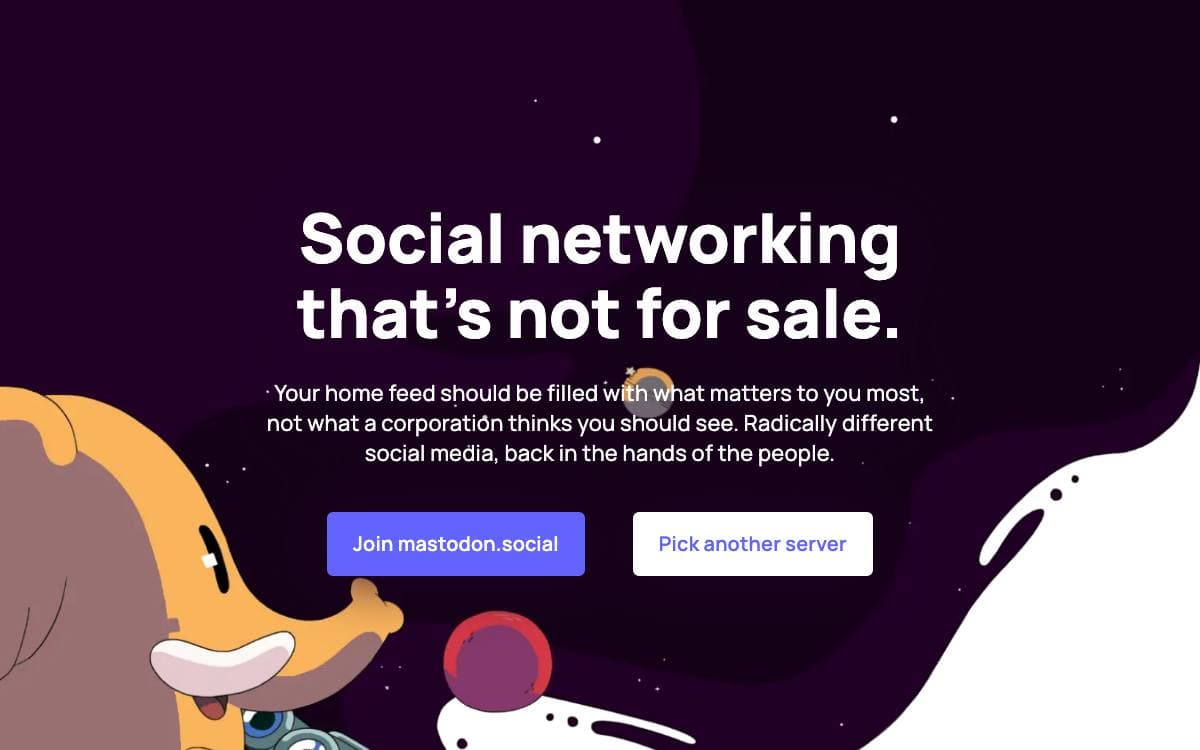 Screenshot of Mastodon website