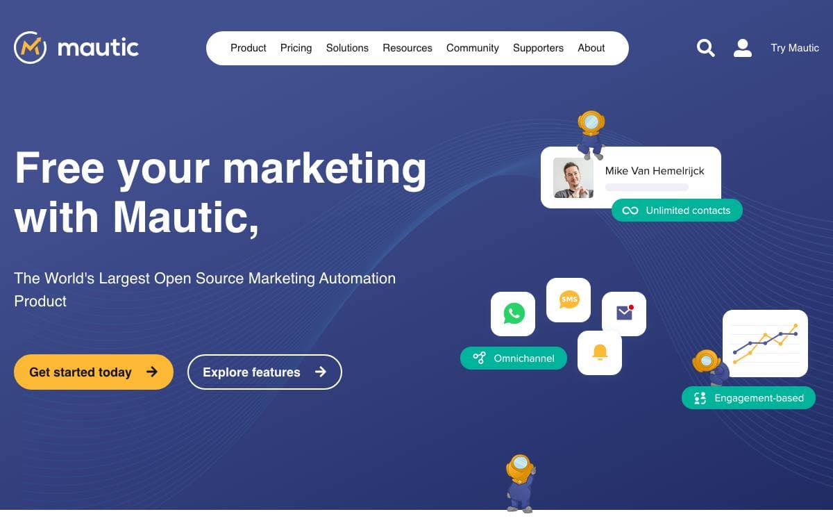 Screenshot of Mautic website