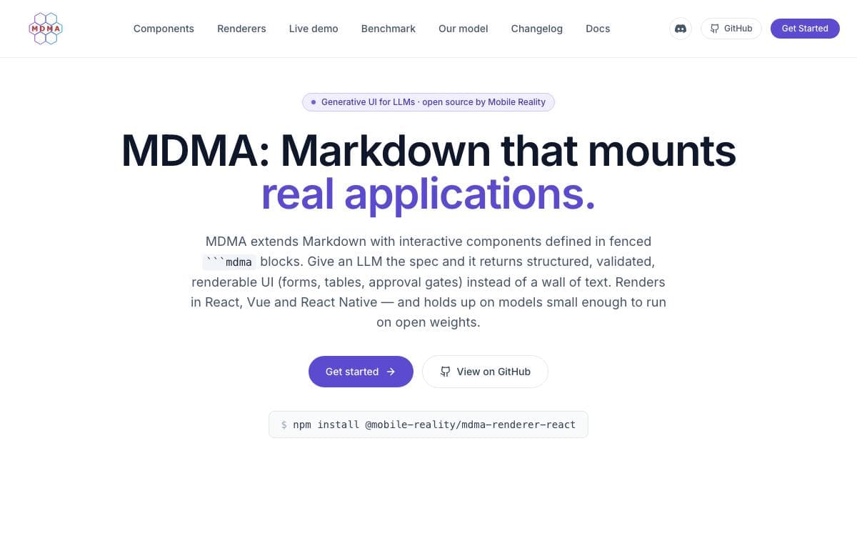 Screenshot of MDMA website