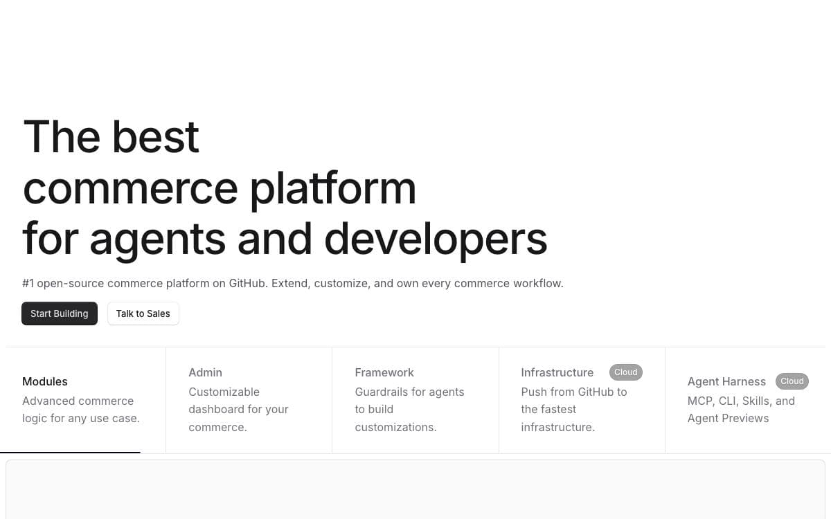Screenshot of Medusa website