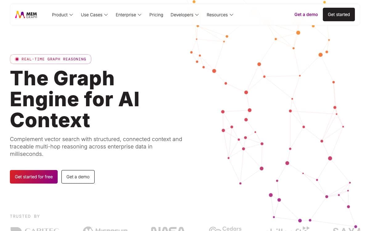 Screenshot of Memgraph website