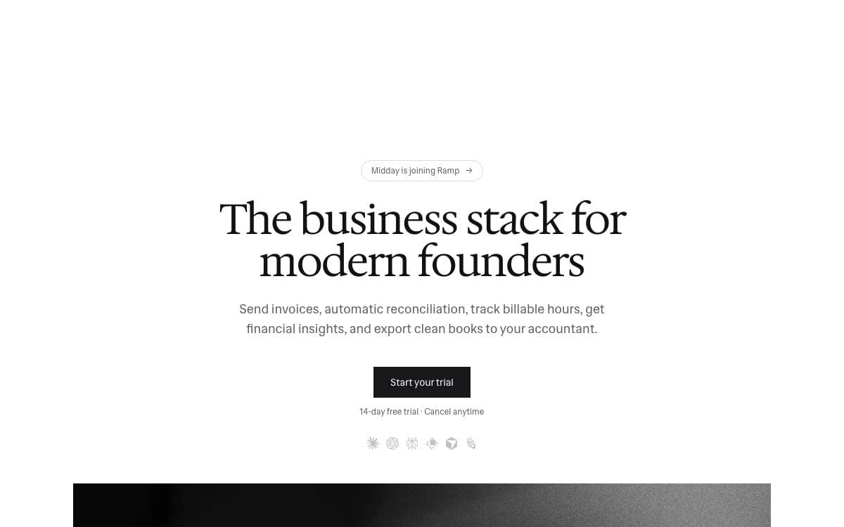 Screenshot of Midday website