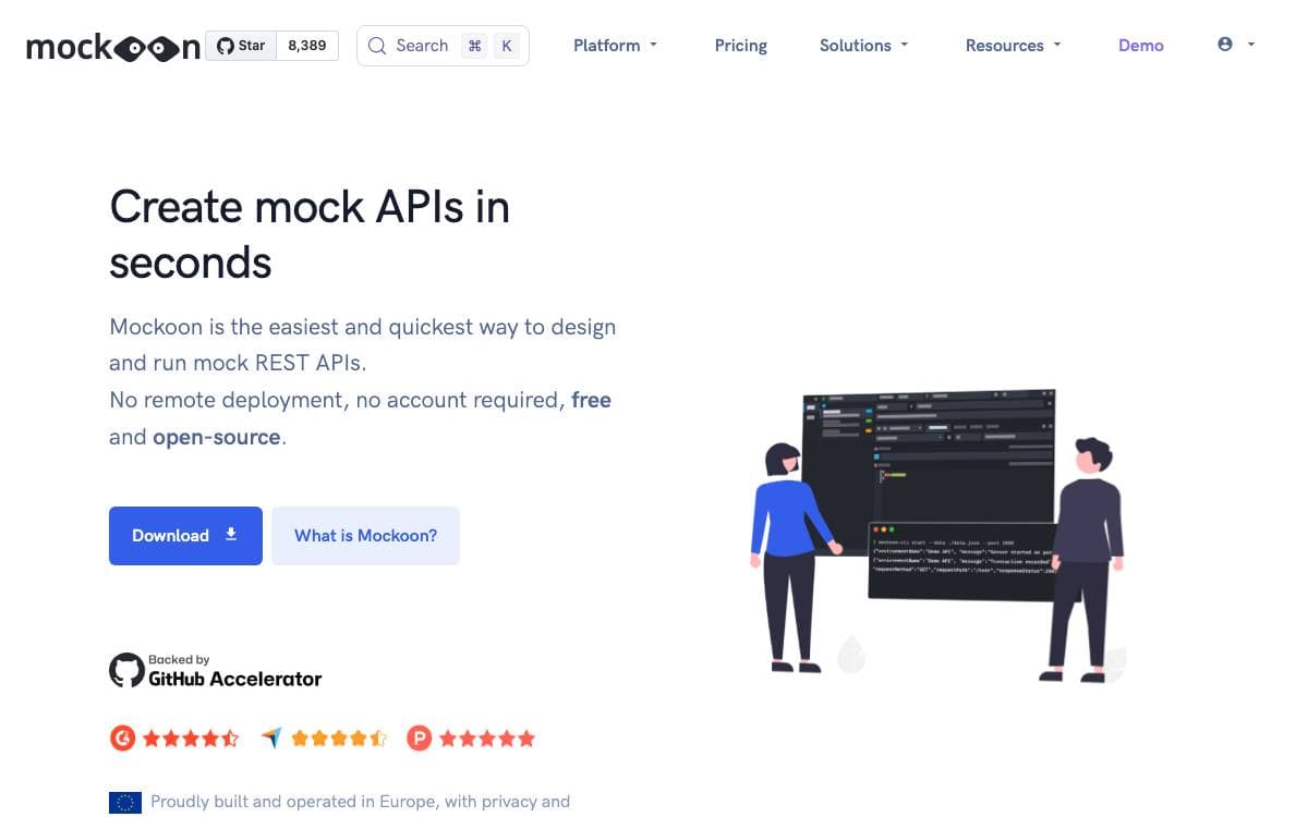 Screenshot of Mockoon website