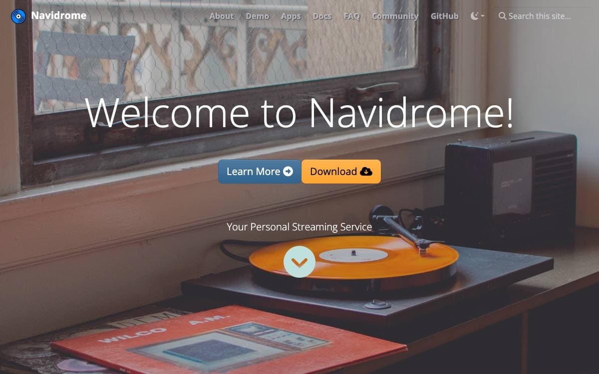 Screenshot of Navidrome website