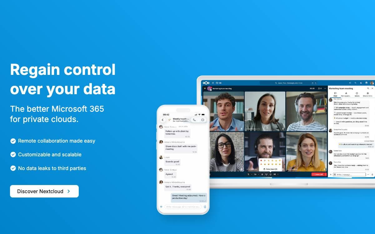 Screenshot of Nextcloud website