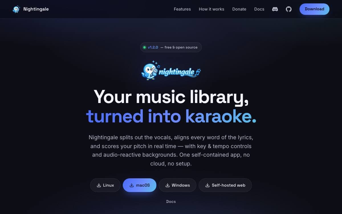 Screenshot of Nightingale website