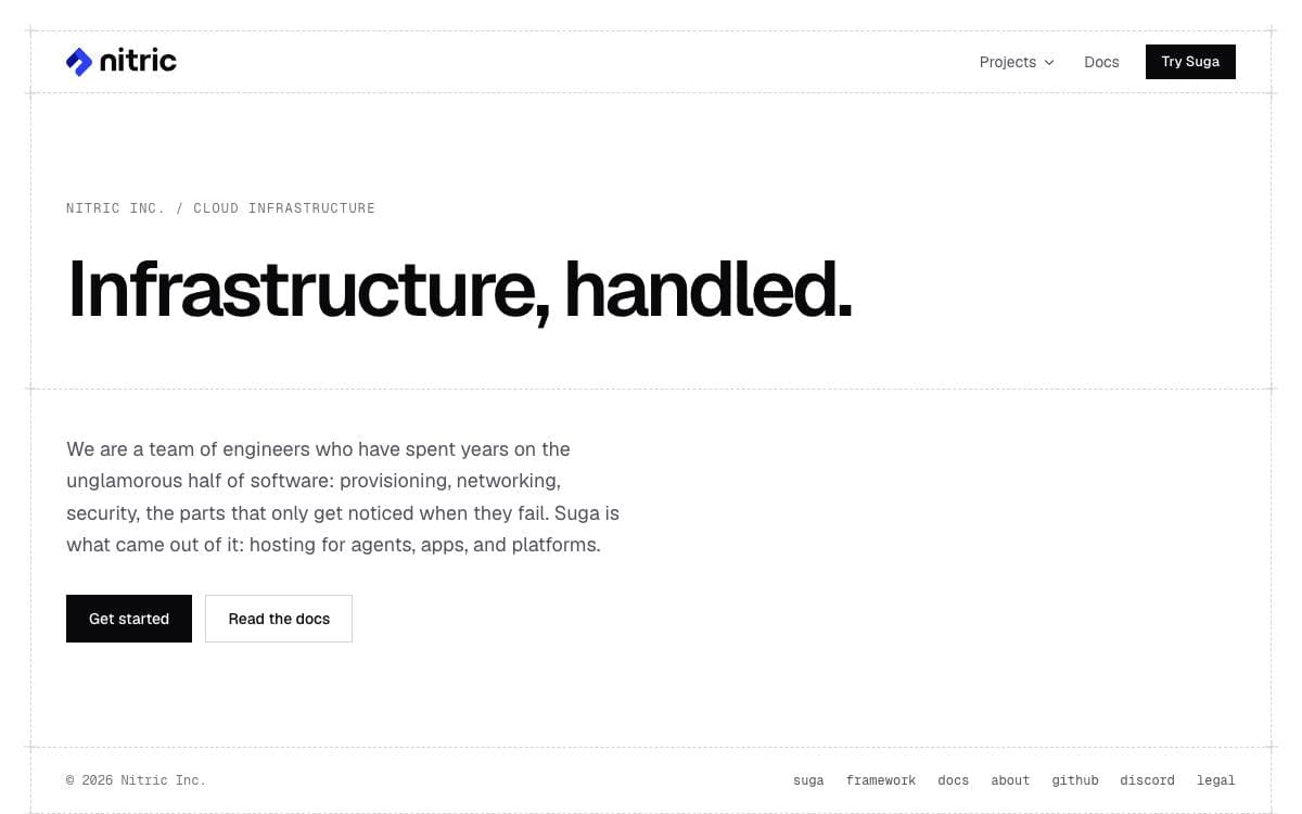Screenshot of Nitric website