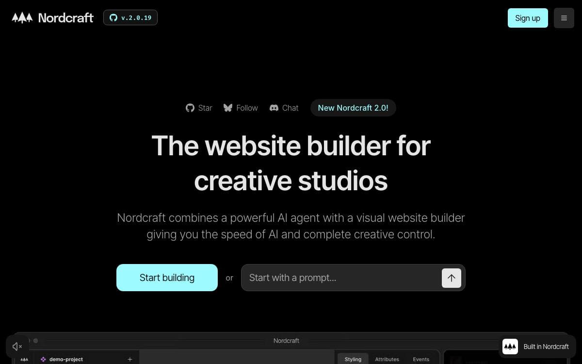 Screenshot of Nordcraft website