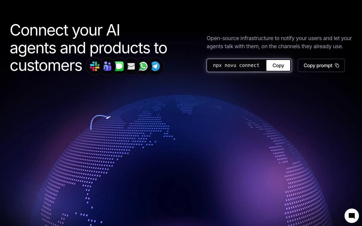 Screenshot of Novu website