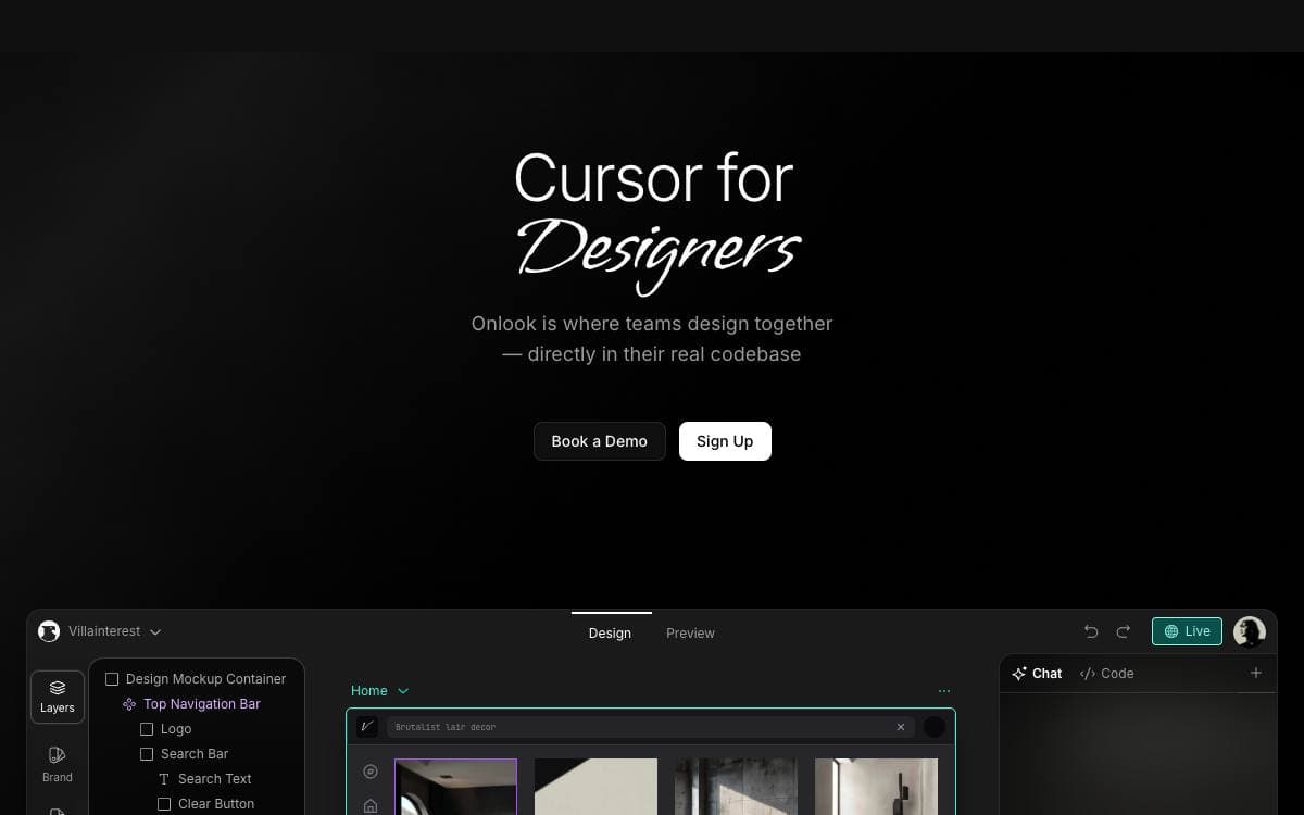 Screenshot of Onlook website