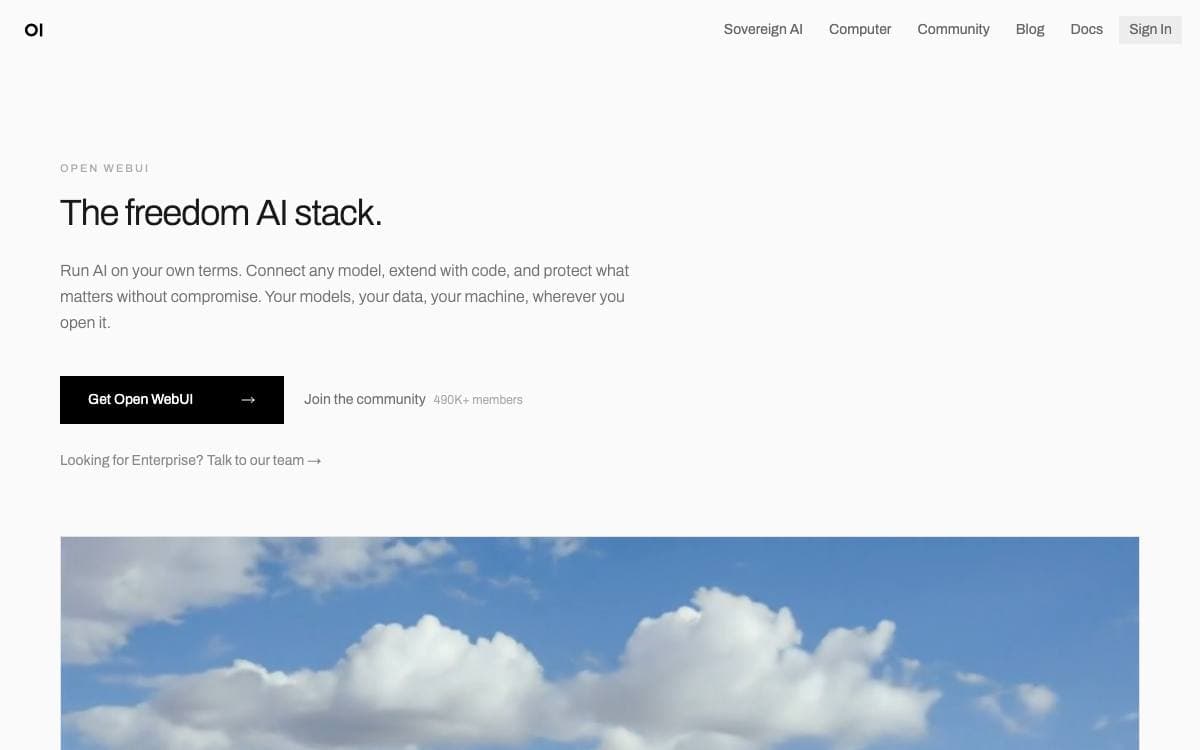 Screenshot of Open WebUI website
