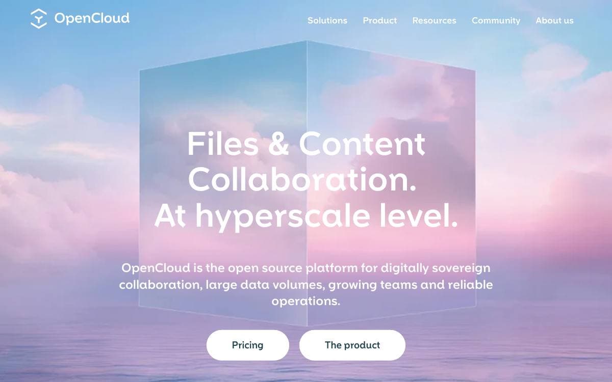 Screenshot of OpenCloud website
