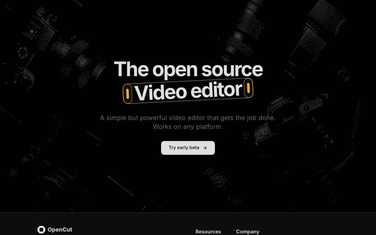 Screenshot of OpenCut website